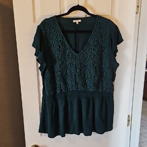Maurices Dark Green Lace Blouse